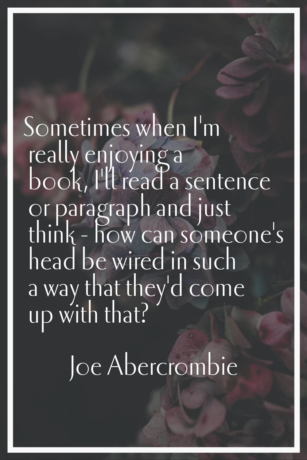 Sometimes when I'm really enjoying a book, I'll read a sentence or paragraph and just think - how c