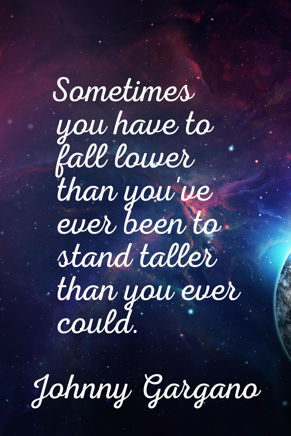 Sometimes you have to fall lower than you've ever been to stand taller than you ever could.