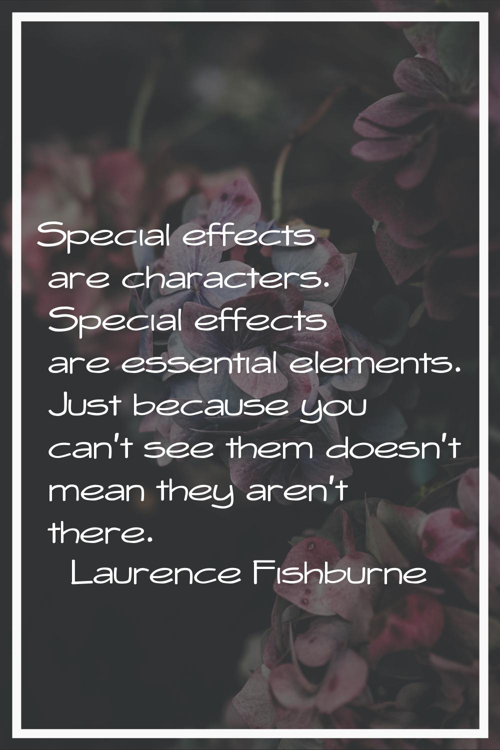 Special effects are characters. Special effects are essential elements. Just because you can't see 