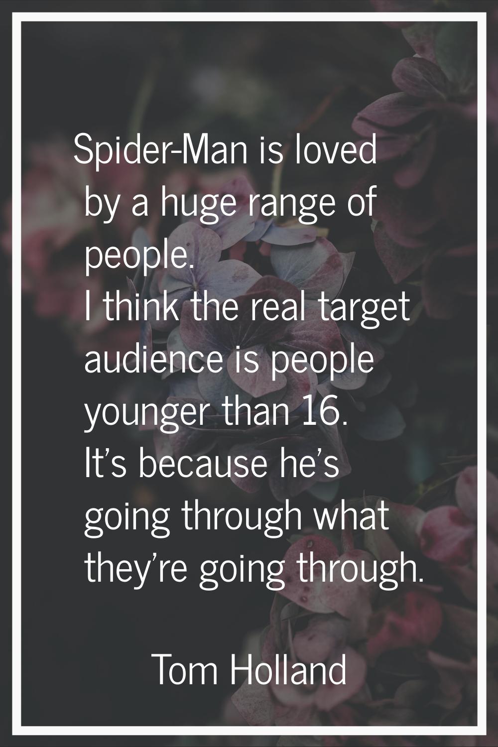 Spider-Man is loved by a huge range of people. I think the real target audience is people younger t