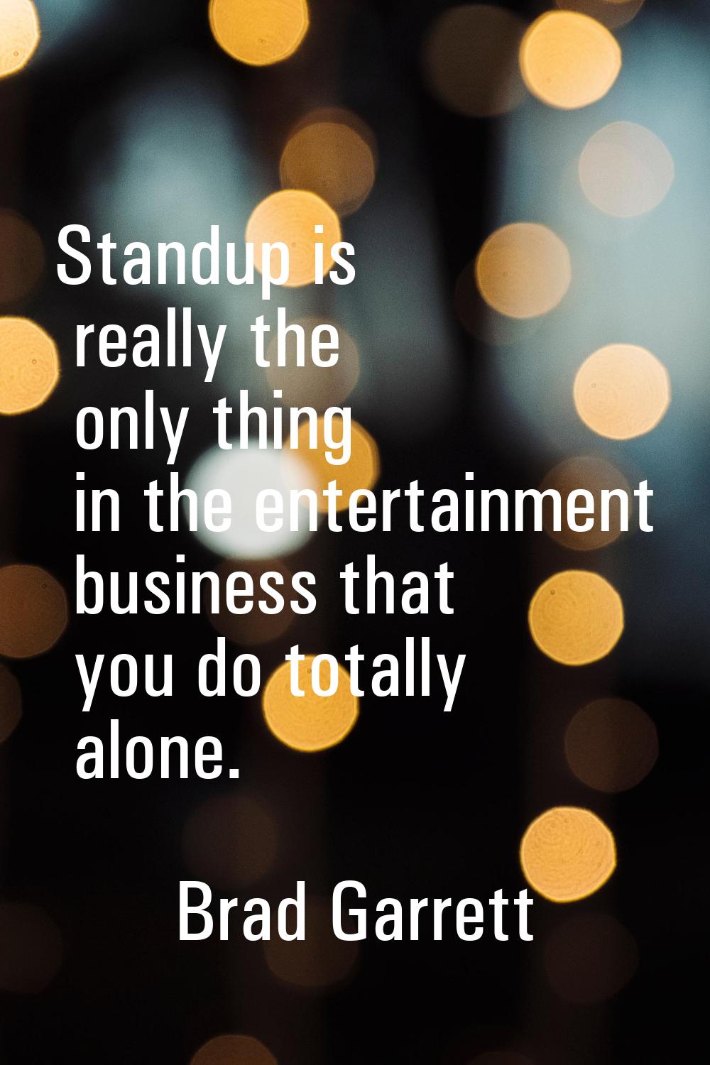 Standup is really the only thing in the entertainment business that you do totally alone.
