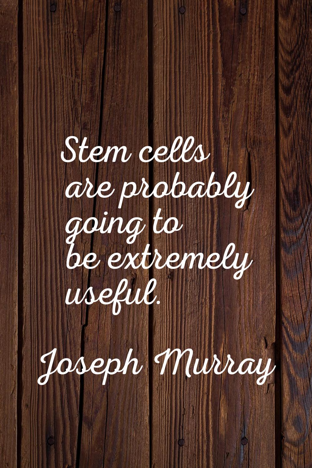 Stem cells are probably going to be extremely useful.