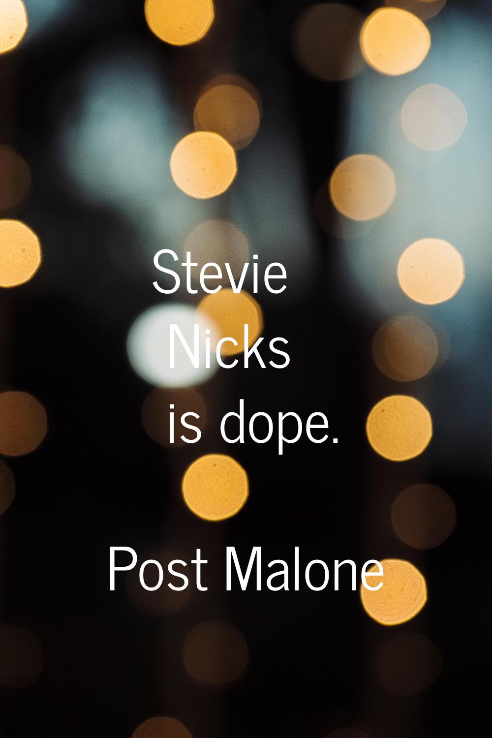 Stevie Nicks is dope.
