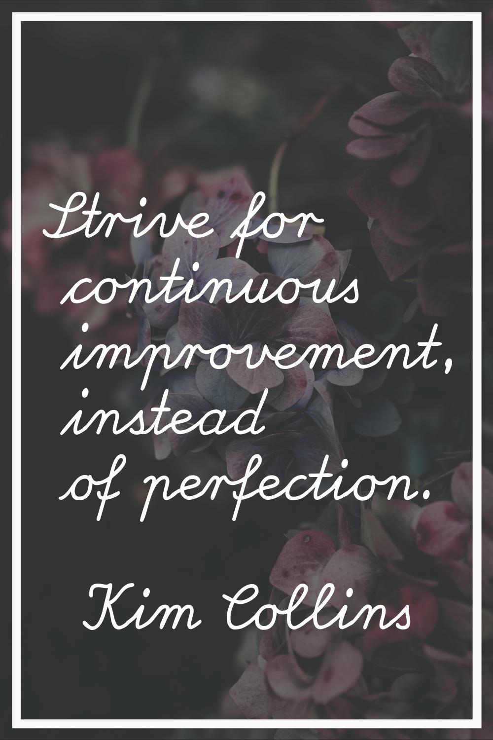 Strive for continuous improvement, instead of perfection.