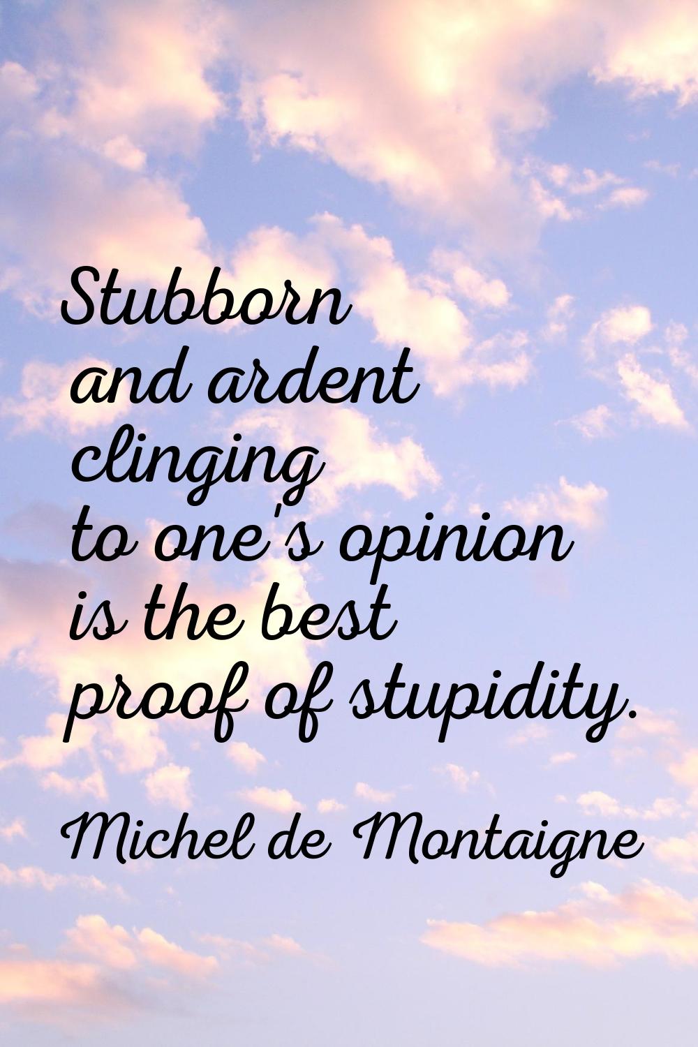 Stubborn and ardent clinging to one's opinion is the best proof of stupidity.