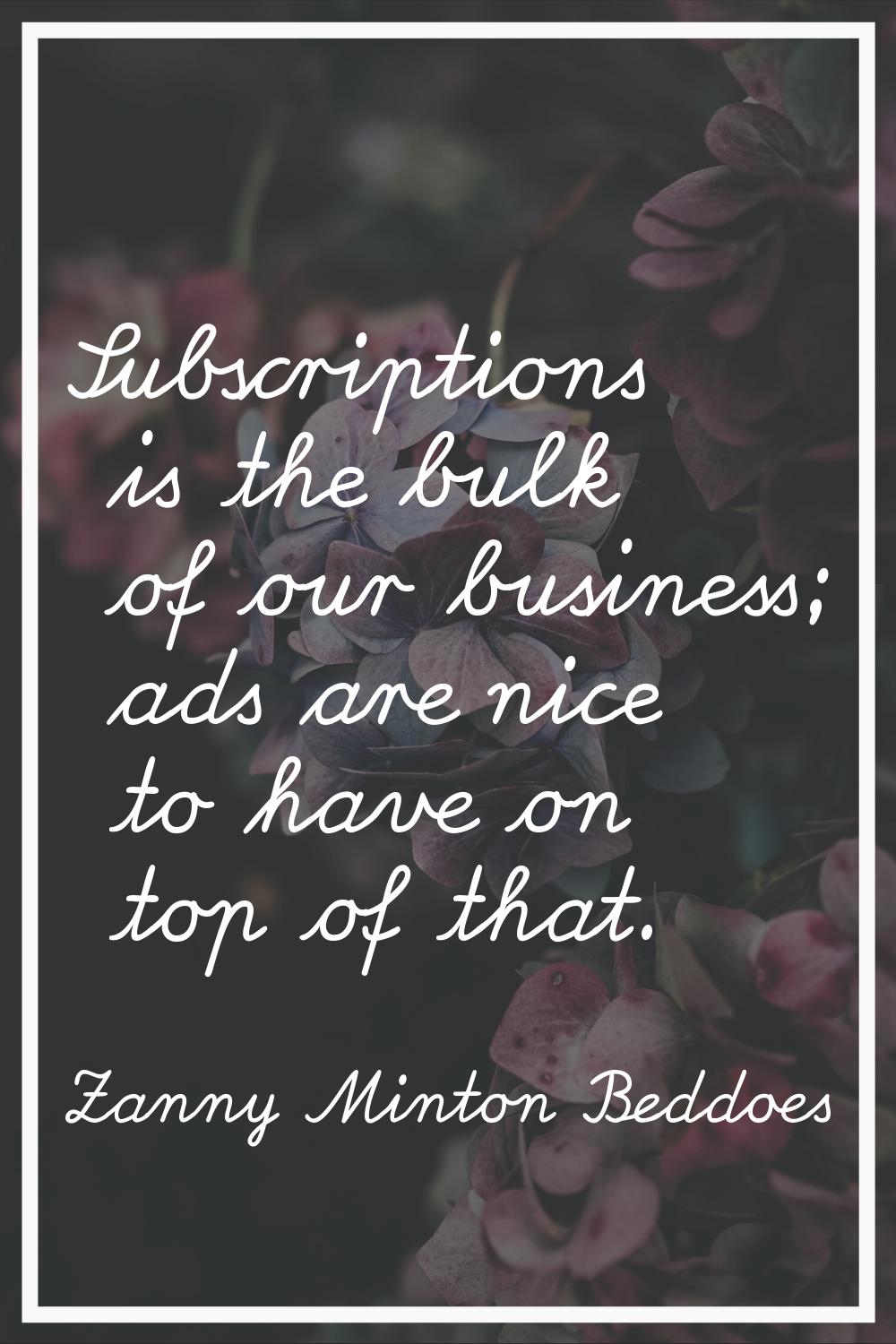 Subscriptions is the bulk of our business; ads are nice to have on top of that.