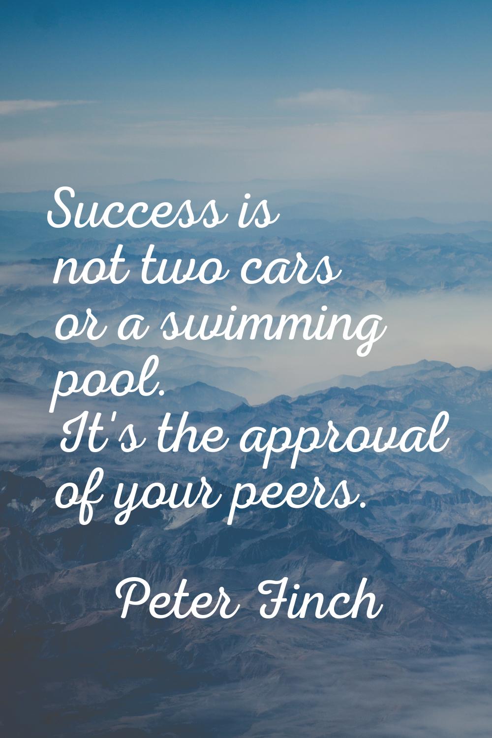 Success is not two cars or a swimming pool. It's the approval of your peers.