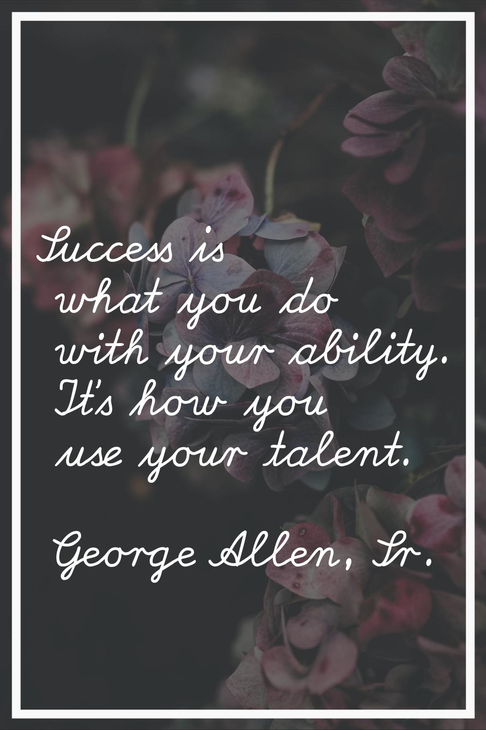 Success is what you do with your ability. It's how you use your talent.
