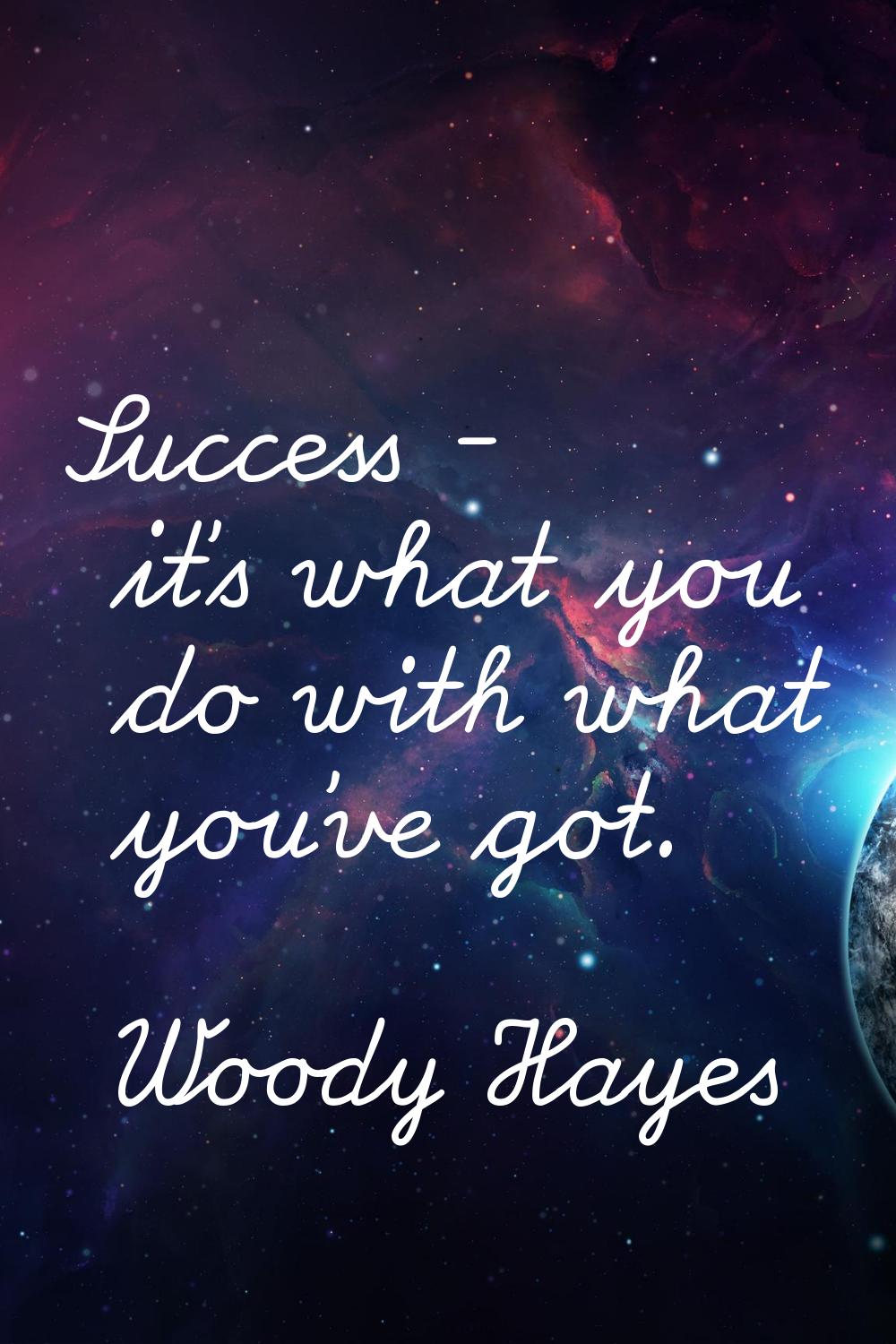 Success - it's what you do with what you've got.