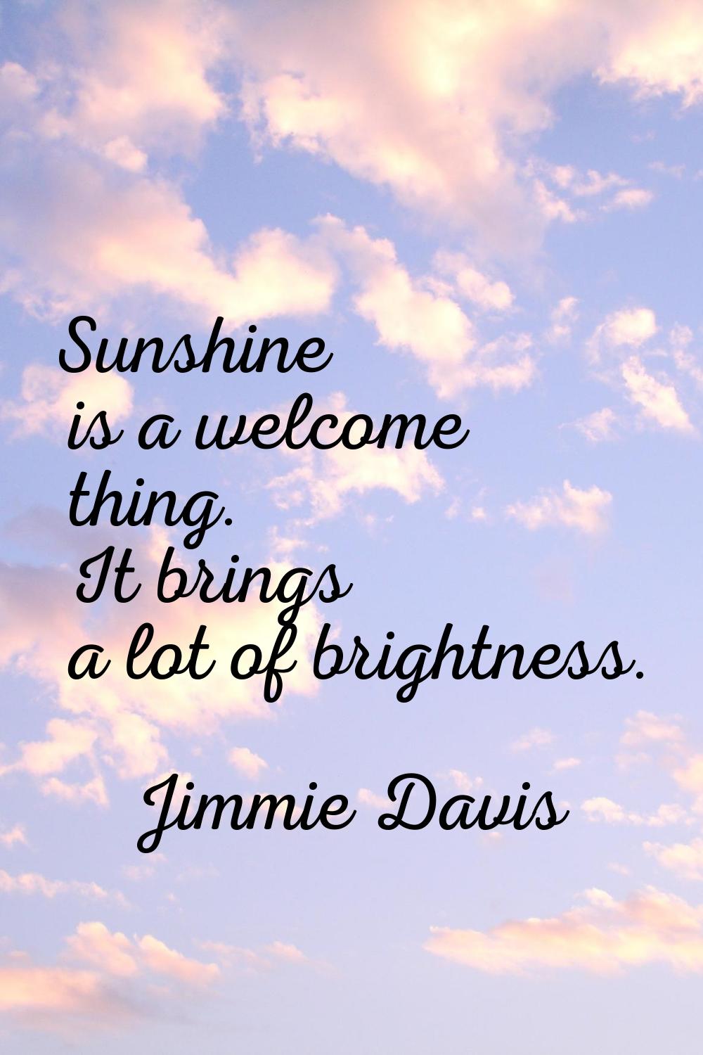 Sunshine is a welcome thing. It brings a lot of brightness.