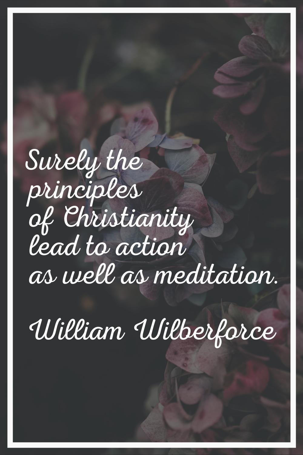Surely the principles of Christianity lead to action as well as meditation.