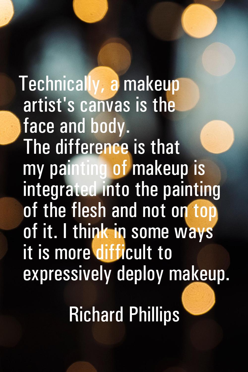 Technically, a makeup artist's canvas is the face and body. The difference is that my painting of m