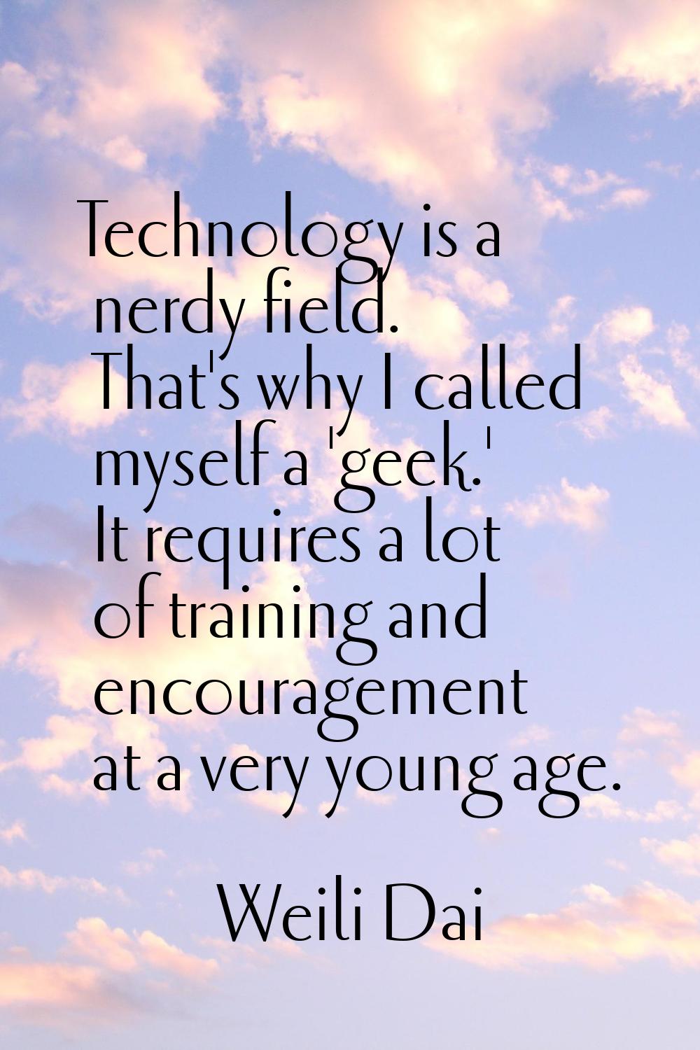 Technology is a nerdy field. That's why I called myself a 'geek.' It requires a lot of training and