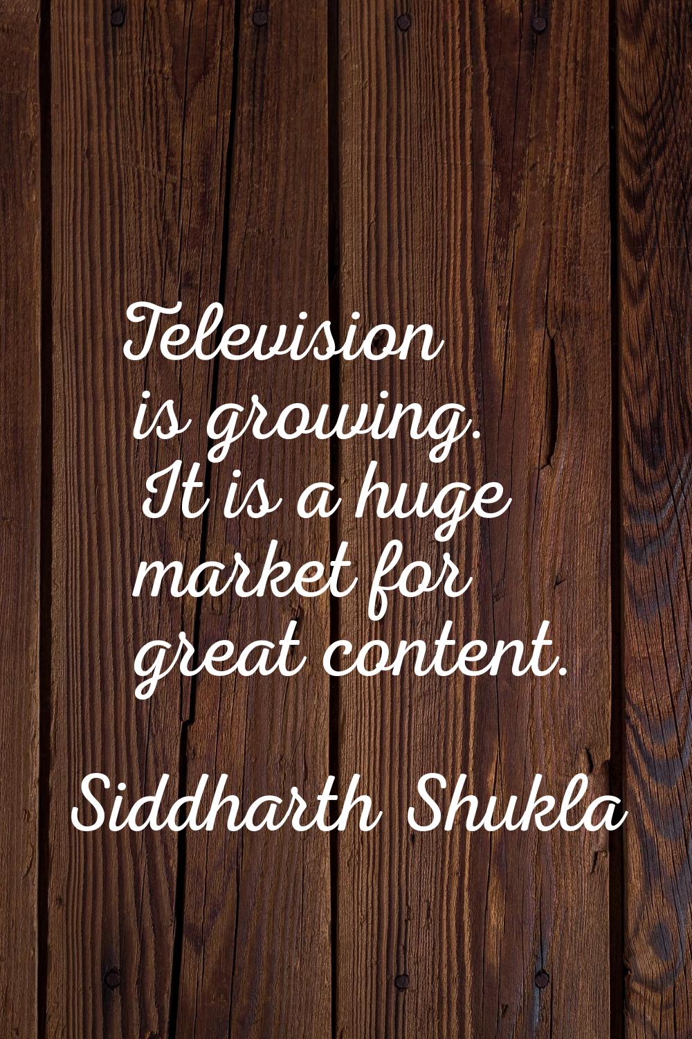 Television is growing. It is a huge market for great content.