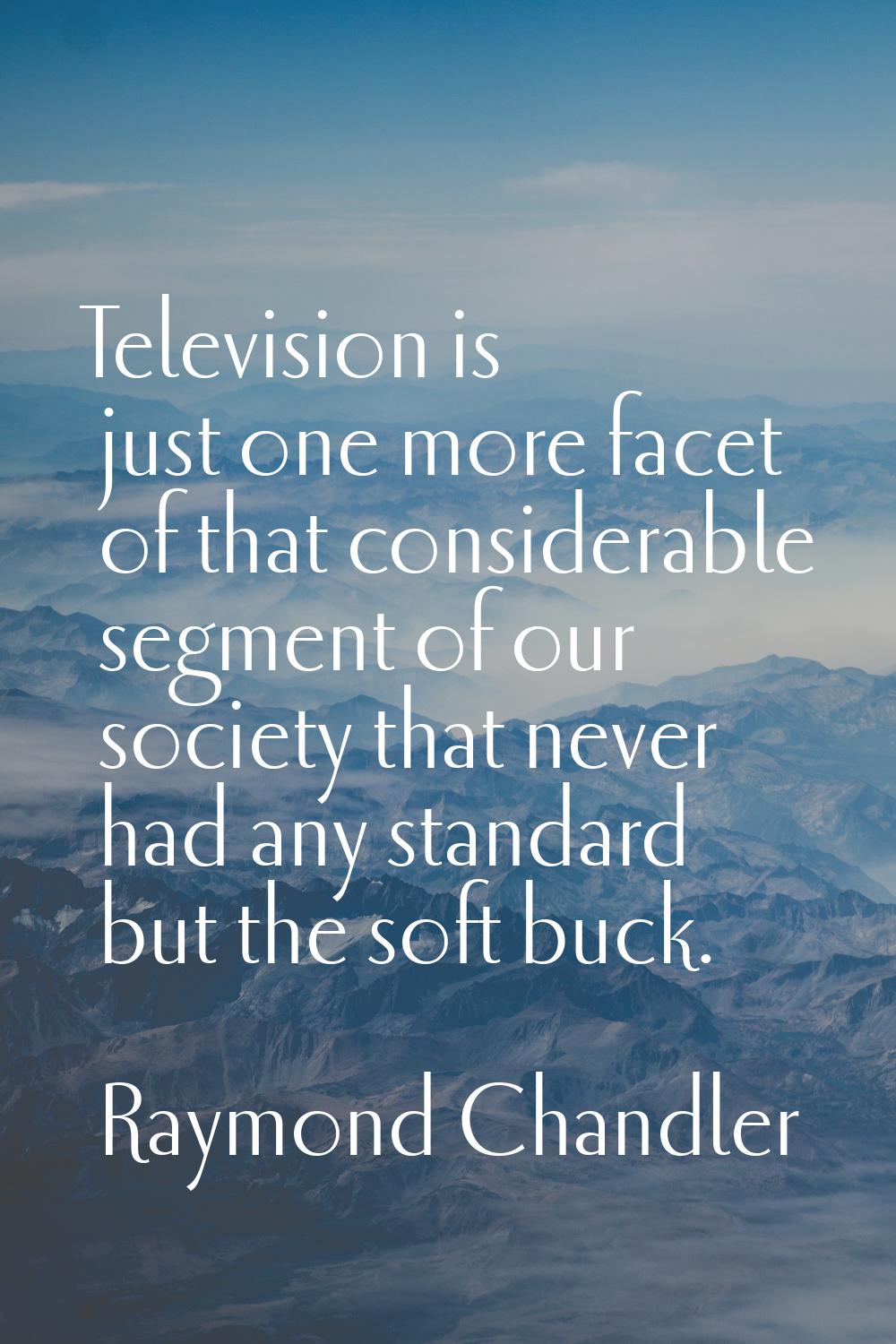 Television is just one more facet of that considerable segment of our society that never had any st