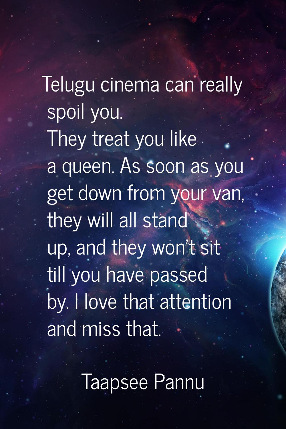 Telugu cinema can really spoil you. They treat you like a queen. As soon as you get down from your 