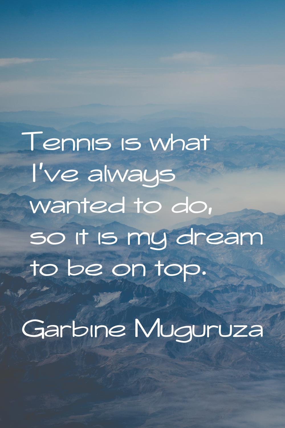 Tennis is what I've always wanted to do, so it is my dream to be on top.