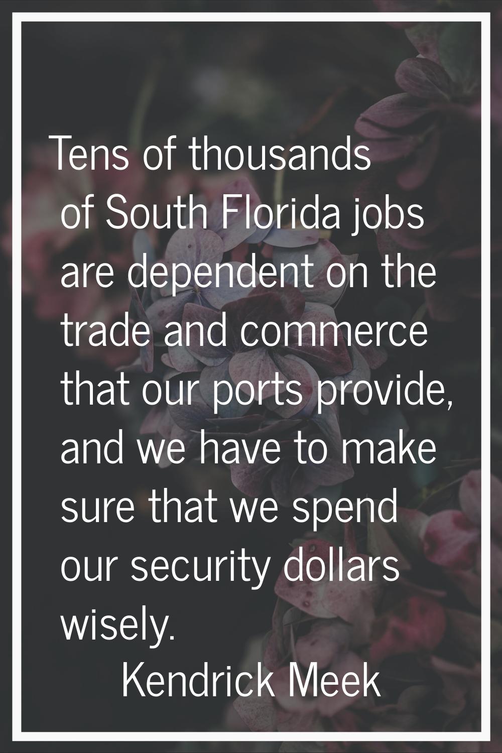 Tens of thousands of South Florida jobs are dependent on the trade and commerce that our ports prov