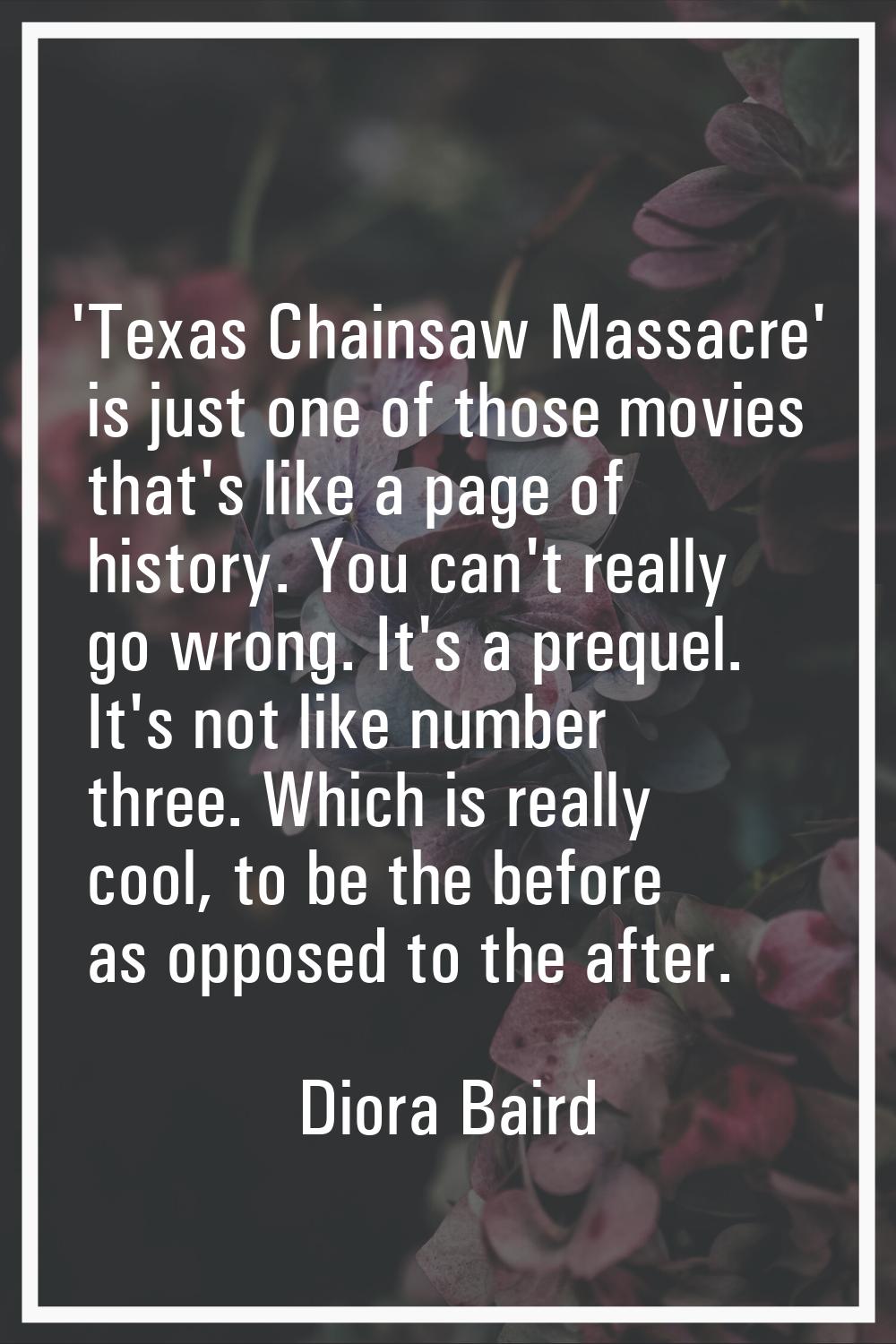'Texas Chainsaw Massacre' is just one of those movies that's like a page of history. You can't real