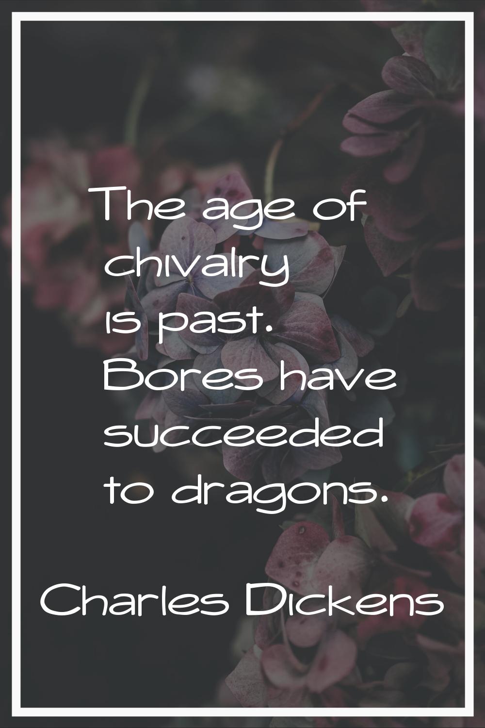 The age of chivalry is past. Bores have succeeded to dragons.