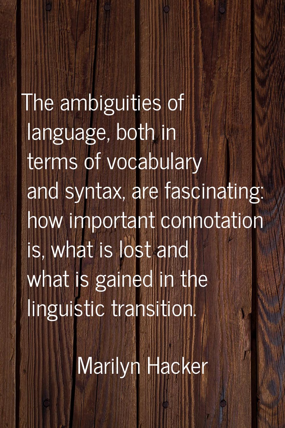 The ambiguities of language, both in terms of vocabulary and syntax, are fascinating: how important
