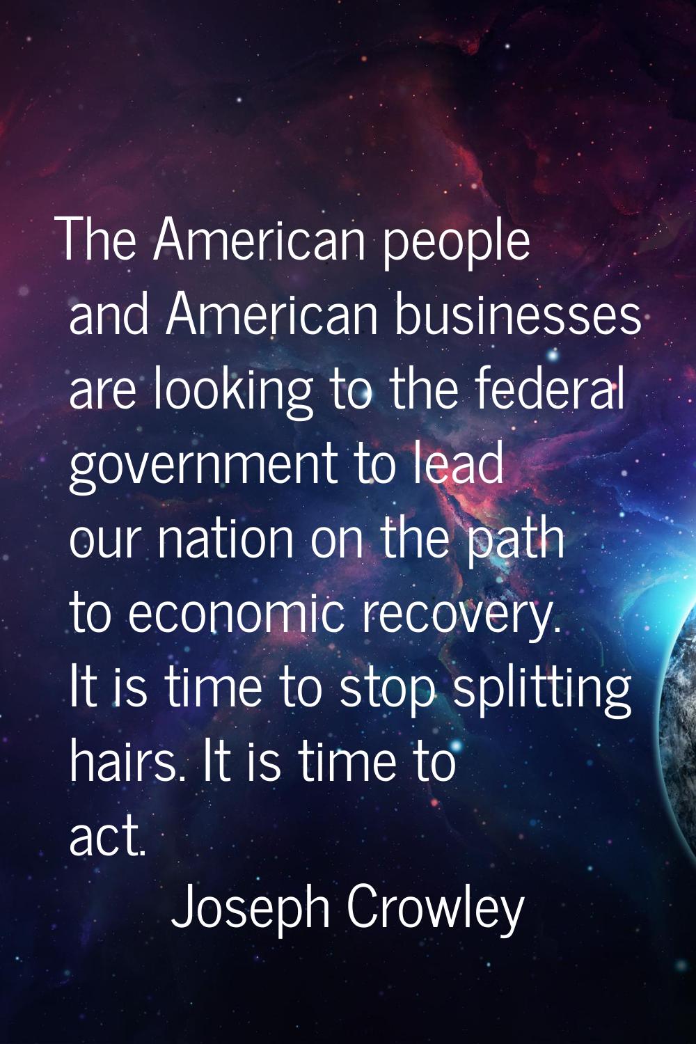 The American people and American businesses are looking to the federal government to lead our natio