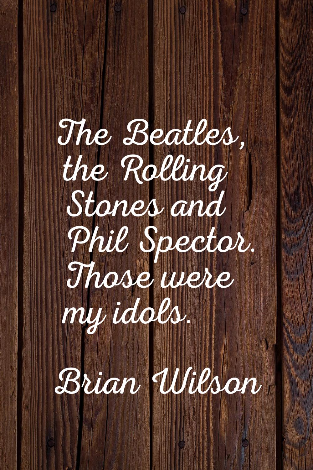 The Beatles, the Rolling Stones and Phil Spector. Those were my idols.