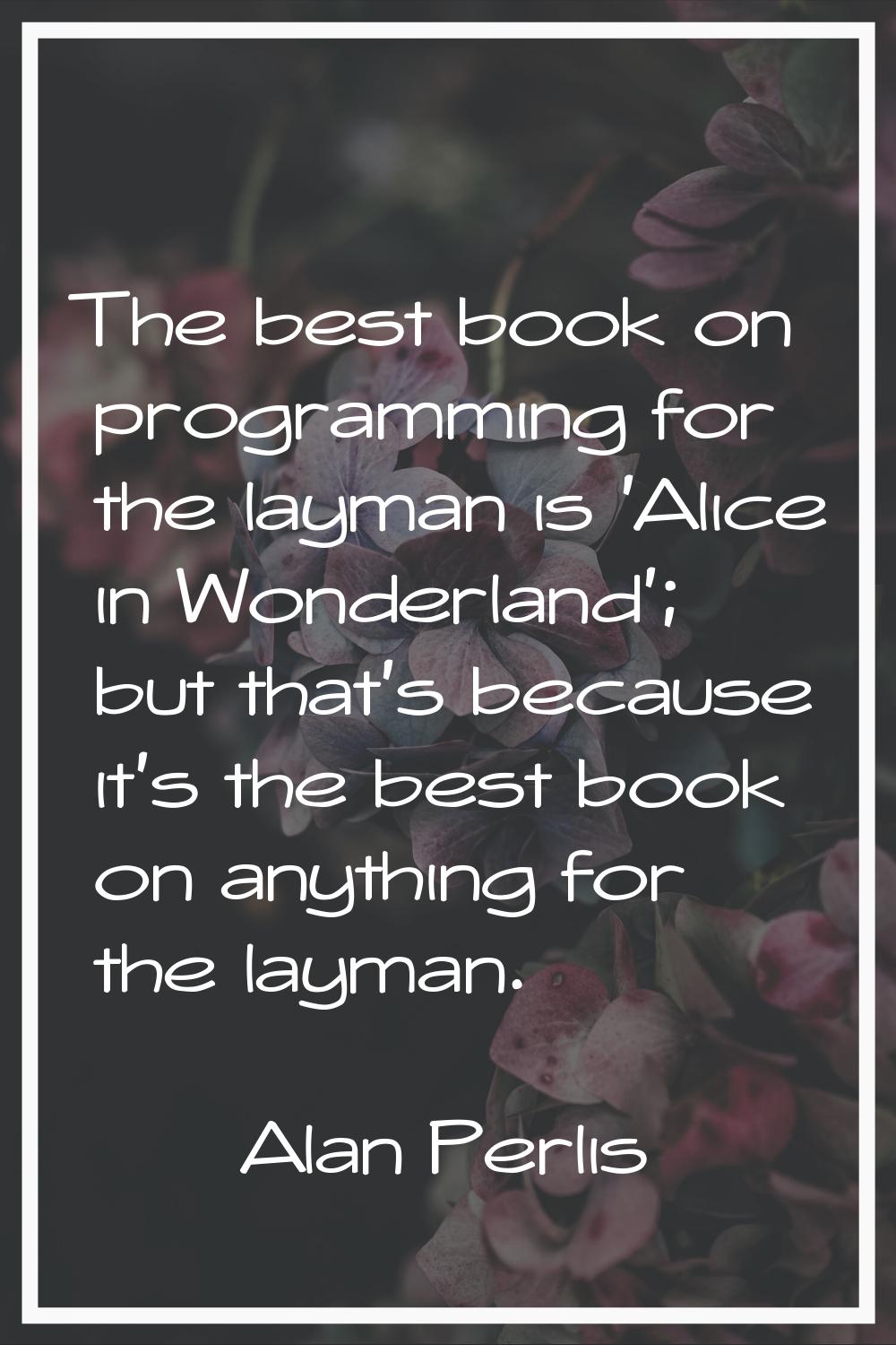 The best book on programming for the layman is 'Alice in Wonderland'; but that's because it's the b