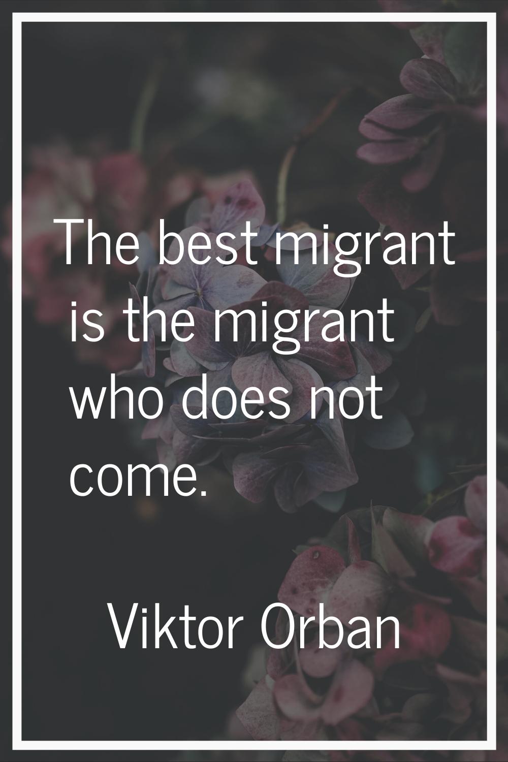 The best migrant is the migrant who does not come.