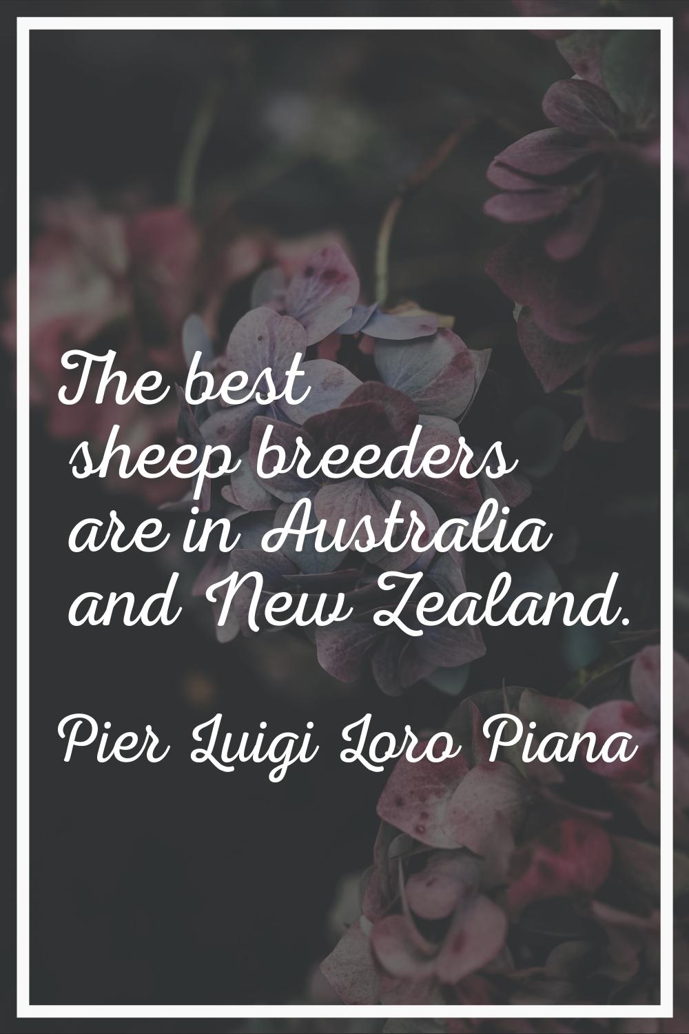 The best sheep breeders are in Australia and New Zealand.