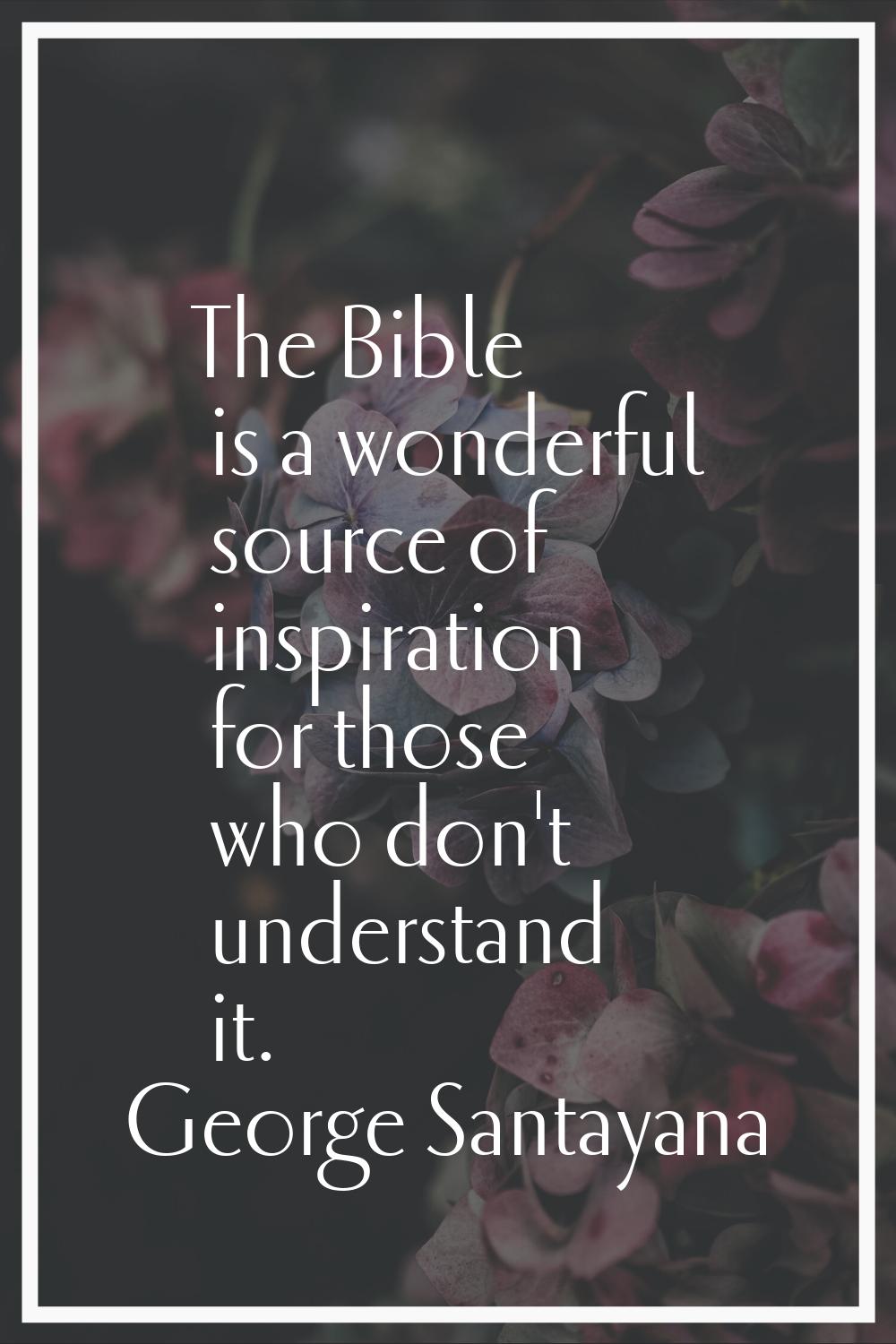 The Bible is a wonderful source of inspiration for those who don't understand it.