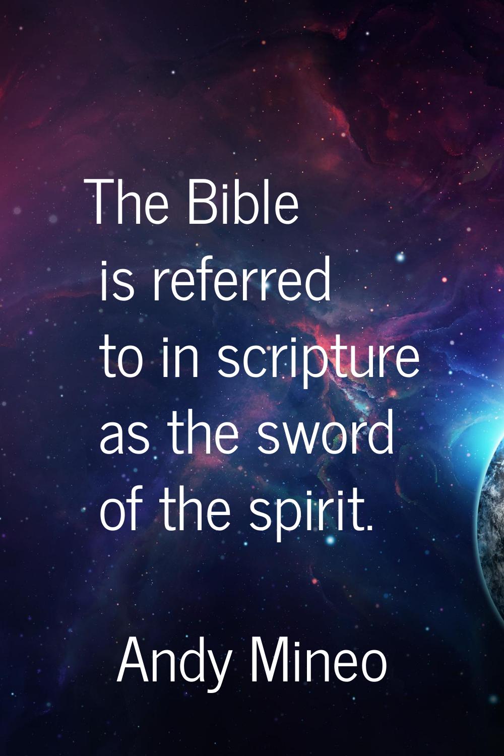 The Bible is referred to in scripture as the sword of the spirit.