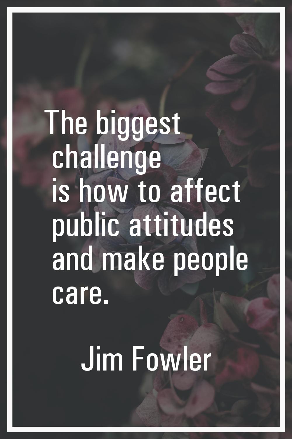 The biggest challenge is how to affect public attitudes and make people care.