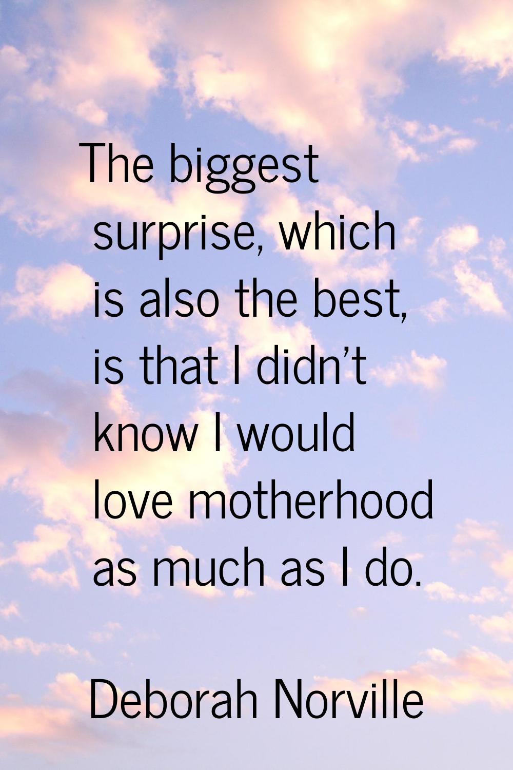 The biggest surprise, which is also the best, is that I didn't know I would love motherhood as much