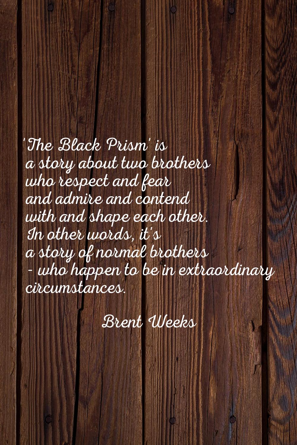 'The Black Prism' is a story about two brothers who respect and fear and admire and contend with an