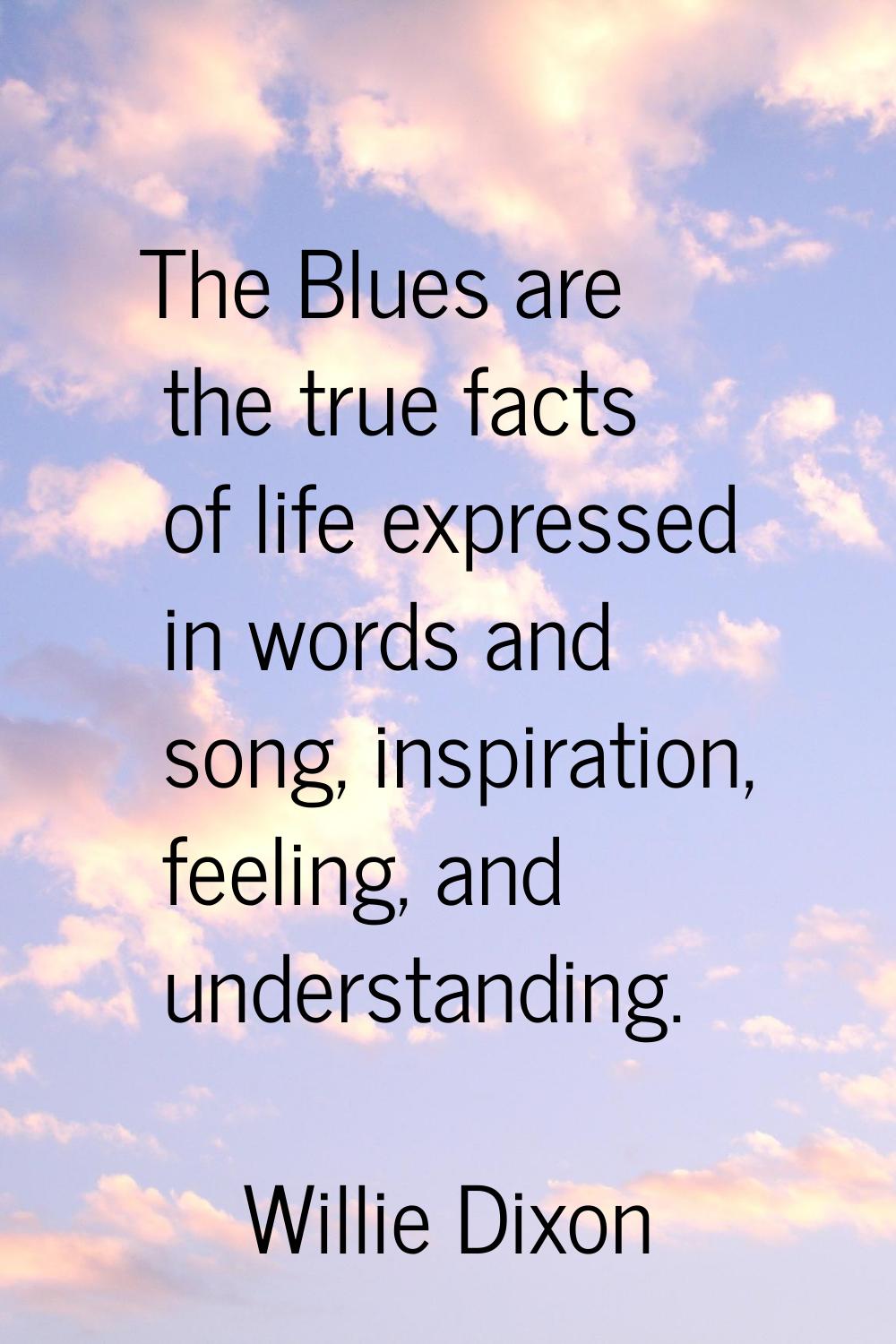 The Blues are the true facts of life expressed in words and song, inspiration, feeling, and underst