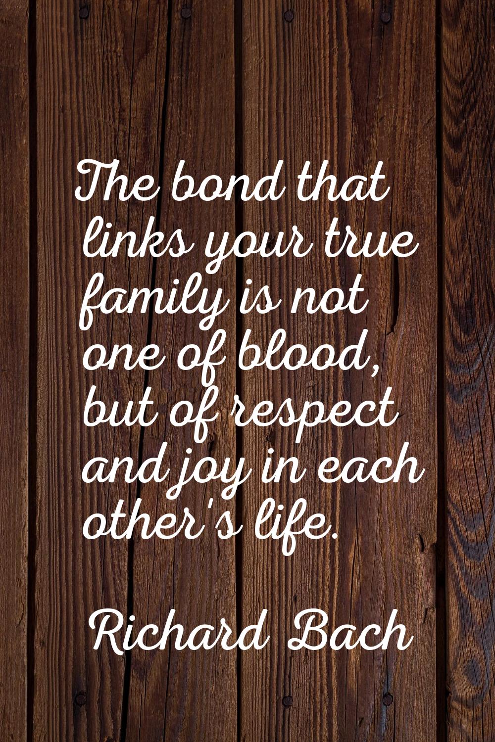 The bond that links your true family is not one of blood, but of respect and joy in each other's li