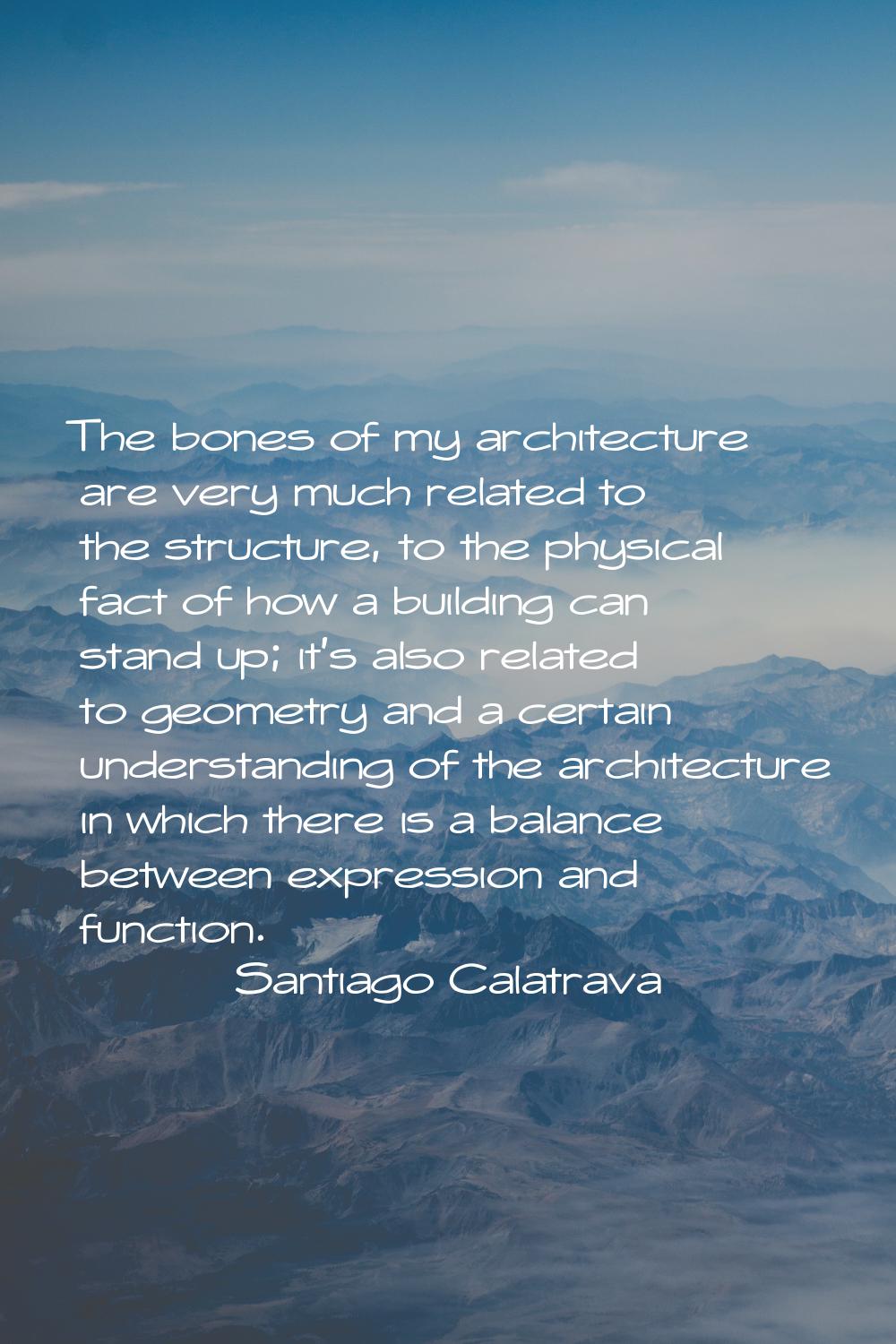 The bones of my architecture are very much related to the structure, to the physical fact of how a 