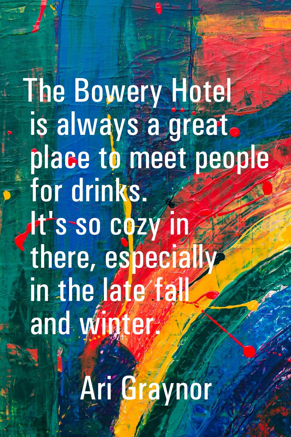 The Bowery Hotel is always a great place to meet people for drinks. It's so cozy in there, especial