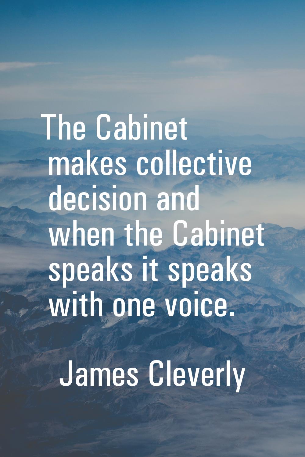 The Cabinet makes collective decision and when the Cabinet speaks it speaks with one voice.
