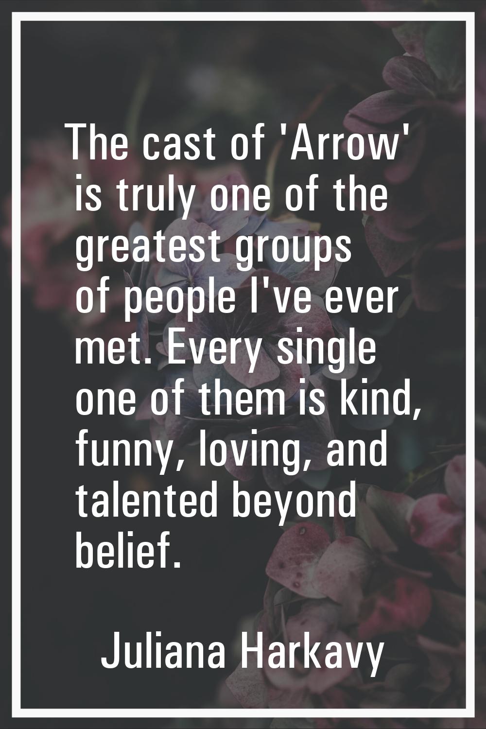The cast of 'Arrow' is truly one of the greatest groups of people I've ever met. Every single one o