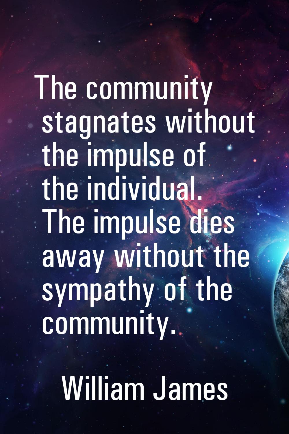 The community stagnates without the impulse of the individual. The impulse dies away without the sy