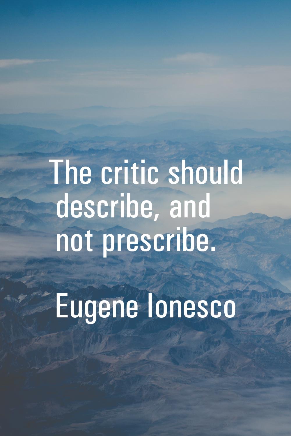 The critic should describe, and not prescribe.