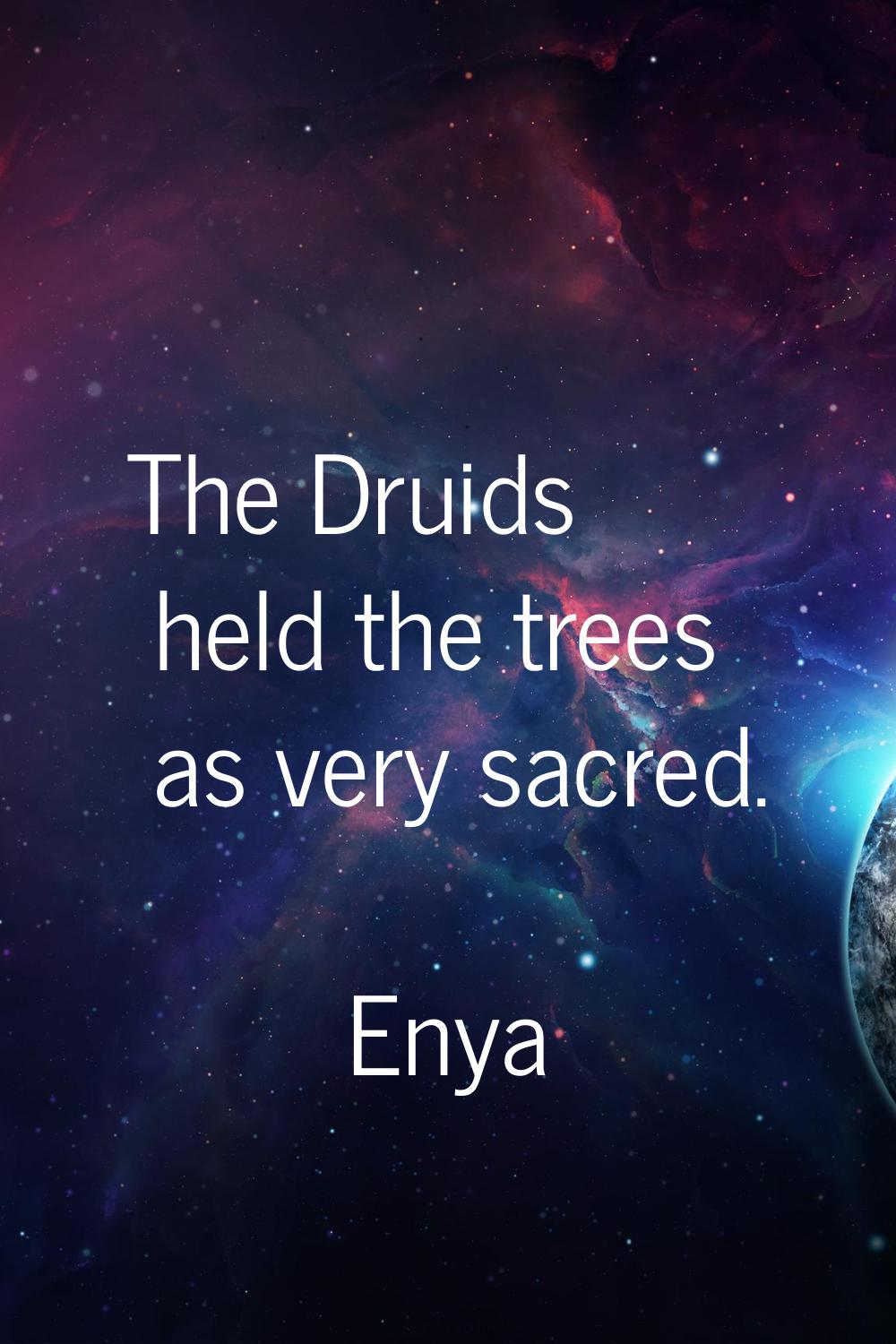 The Druids held the trees as very sacred.