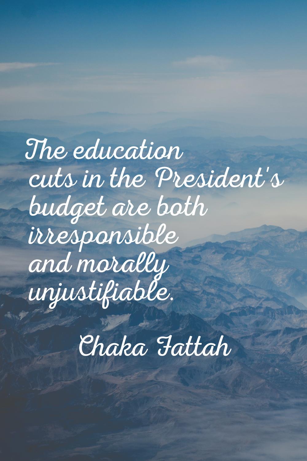 The education cuts in the President's budget are both irresponsible and morally unjustifiable.