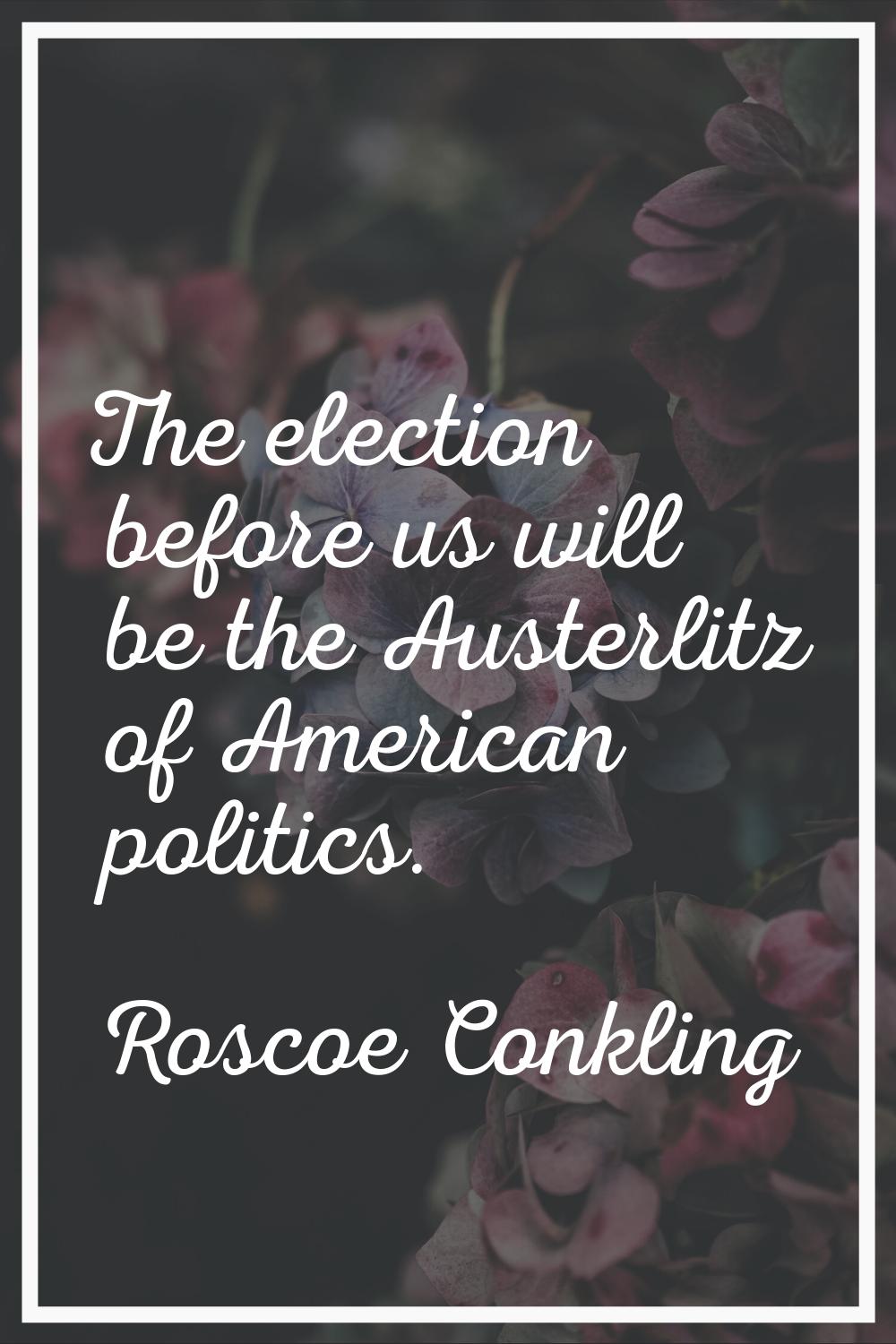 The election before us will be the Austerlitz of American politics.