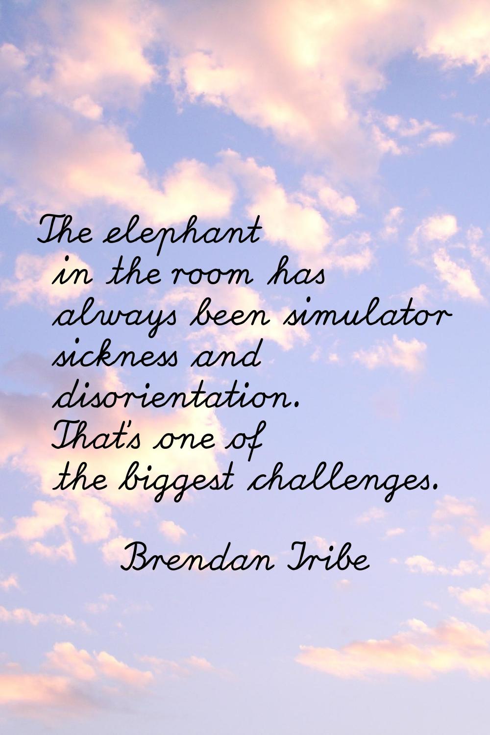 The elephant in the room has always been simulator sickness and disorientation. That's one of the b