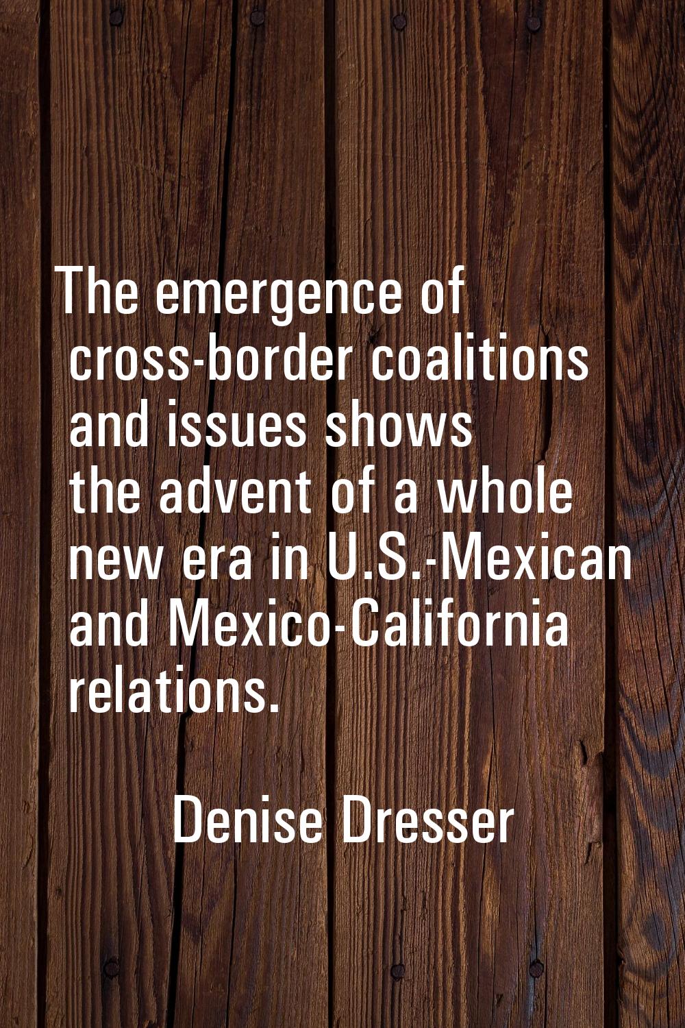 The emergence of cross-border coalitions and issues shows the advent of a whole new era in U.S.-Mex