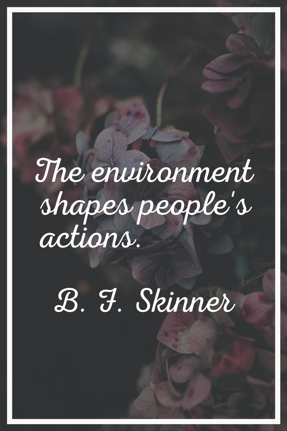The environment shapes people's actions.