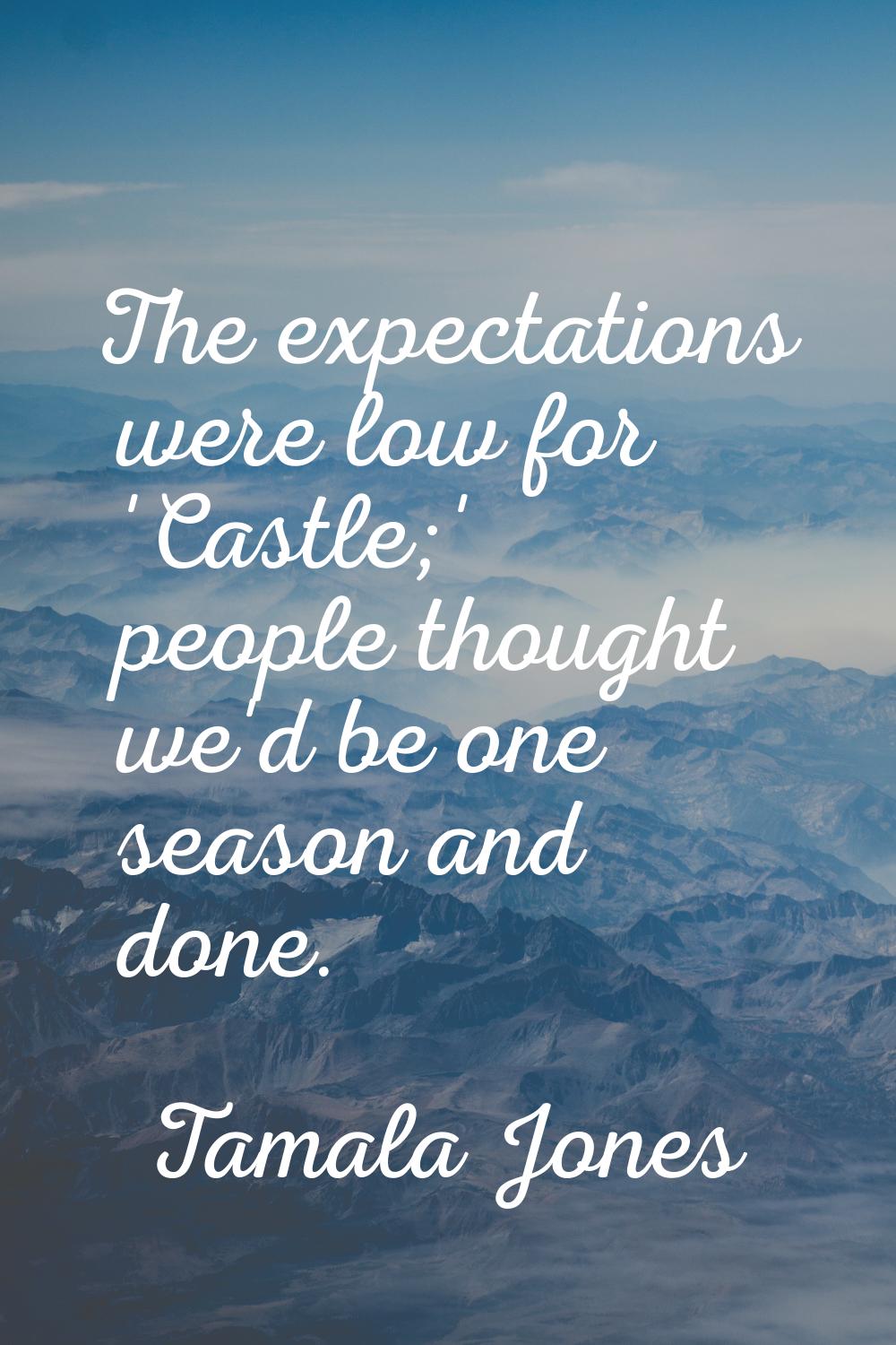 The expectations were low for 'Castle;' people thought we'd be one season and done.